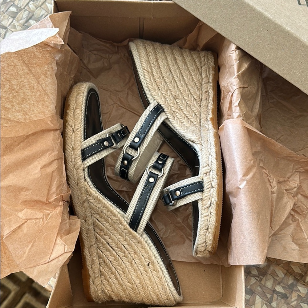 J. Crew Women's Black Wedge espadrille Sandals